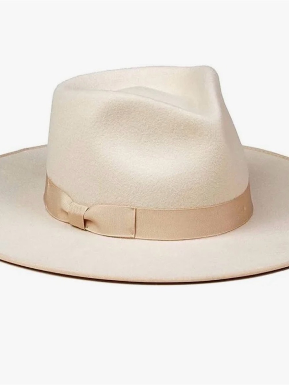 Lack Of Color Cream Felt Fedora with Champagne Band